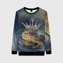 Женский свитшот 3D Акварельная Царевна-лягушка и капля