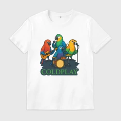 Мужская футболка хлопок Coldplay из попугаев