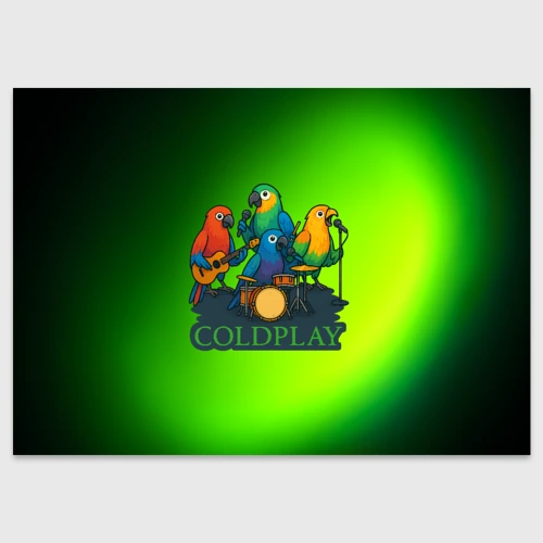 Поздравительная открытка Coldplay группа из попугаев