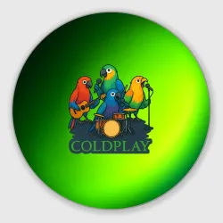 Круглый коврик для мышки Coldplay группа из попугаев