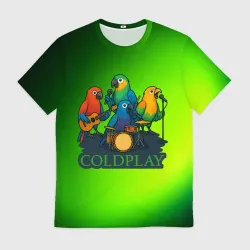 Мужская футболка 3D Coldplay группа из попугаев