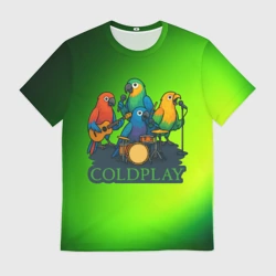 Мужская футболка 3D Coldplay группа из попугаев