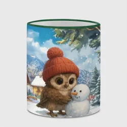 Кружка с полной запечаткой Совушка в шапочке лепит снеговика - фото 2