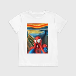 Детская футболка хлопок Человек-паук кричит на картине Мунка - мем