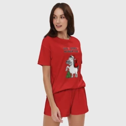 Женская пижама с шортиками хлопок Прикол с лошадью - шо опять Новый год - фото 2