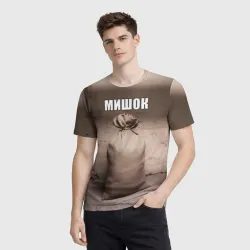 Мужская футболка 3D Мишок Михаил мем - фото 2