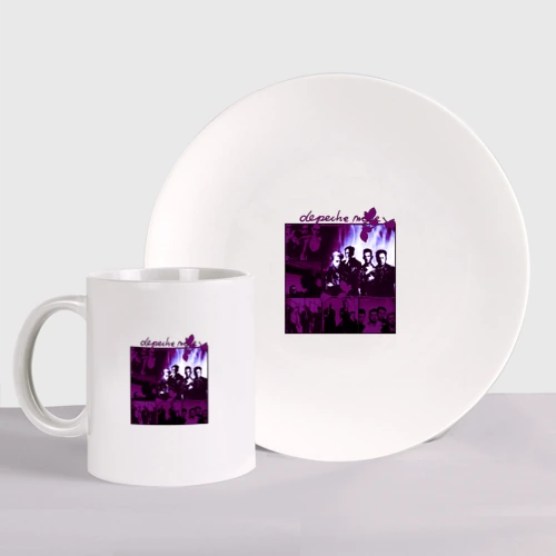 Набор: тарелка + кружка Depeche Mode in violet