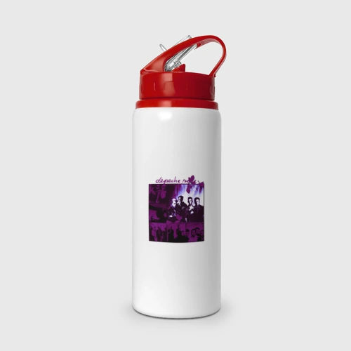 Бутылка для воды с трубочкой Depeche Mode in violet