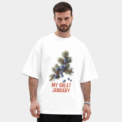 Мужская футболка Oversize хлопок premium My great january - можжевельник - фото 2