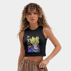 Женская укороченная майка-топ хлопок Драконий жемчуг Транкс из будущего - фото 2