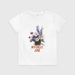 Детская футболка хлопок My great june - полевые цветы