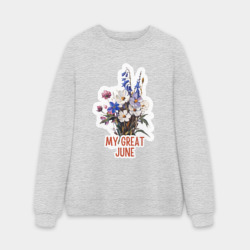 Мужской свитшот oversize без начеса хлопок My great june - полевые цветы