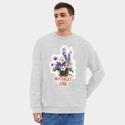 Мужской свитшот oversize без начеса хлопок My great june - полевые цветы - фото 2