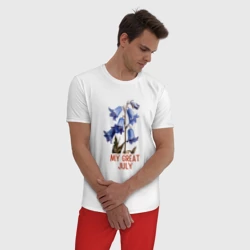 Мужская пижама с белой футболкой хлопок My great july - колокольчики - фото 2