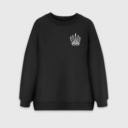 Женский свитшот oversize без начеса хлопок Оберег лапа медведя в кельтском стиле