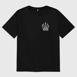 Женская футболка хлопок Oversize Оберег лапа медведя в кельтском стиле