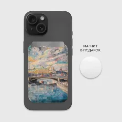 Картхолдер Magsafe магнитный Зимняя Москва с абстрактным небом - фото 2