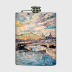 Фляга Зимняя Москва с абстрактным небом
