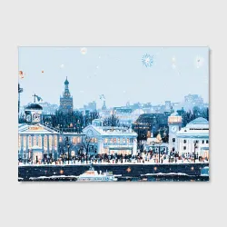 Холст прямоугольный Иллюстрация Московский новый год - фото 2