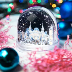 Игрушка Снежный шар Салют в новогодней Москве - фото 3