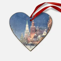 Деревянная игрушка Сердце Новый год - Москва