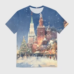 Мужская футболка 3D Новый год - Москва