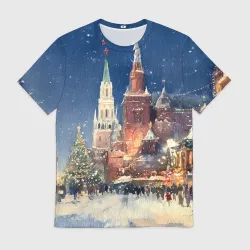 Мужская футболка 3D Новый год - Москва