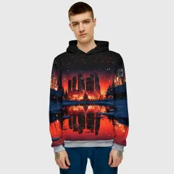 Мужская толстовка 3D Москва Cити Новый год - фото 2