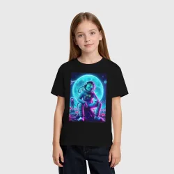 Детская футболка хлопок Rick and Morty on a neon planet - ai art fantasy - фото 2