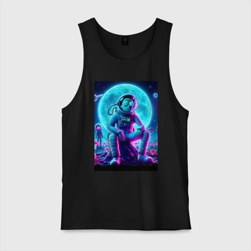 Мужская майка хлопок Rick and Morty on a neon planet - ai art fantasy