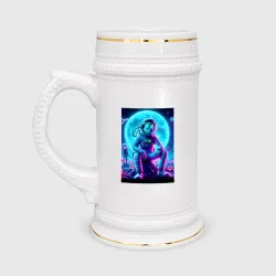 Кружка пивная Rick and Morty on a neon planet - ai art fantasy