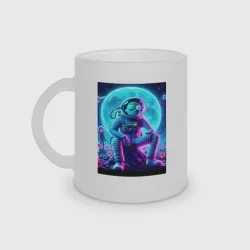 Кружка матовая стеклянная Rick and Morty on a neon planet - ai art fantasy