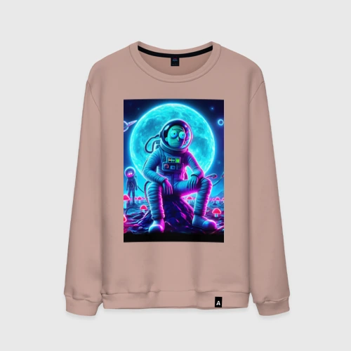 Мужской свитшот хлопок Rick and Morty on a neon planet - ai art fantasy