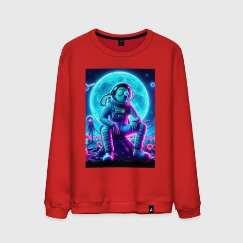 Мужской свитшот хлопок Rick and Morty on a neon planet - ai art fantasy