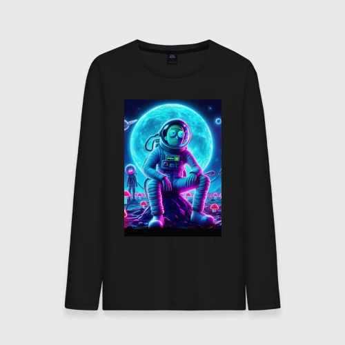 Мужской лонгслив хлопок Rick and Morty on a neon planet - ai art fantasy