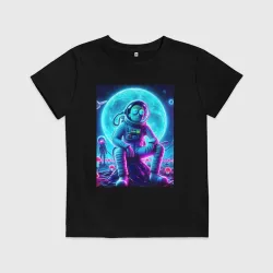 Детская футболка хлопок Rick and Morty on a neon planet - ai art fantasy