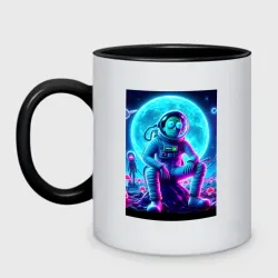Кружка двухцветная Rick and Morty on a neon planet - ai art fantasy