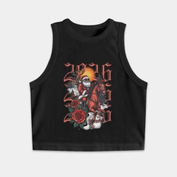 Женская укороченная майка-топ хлопок Дед Мороз на красном коне 2026