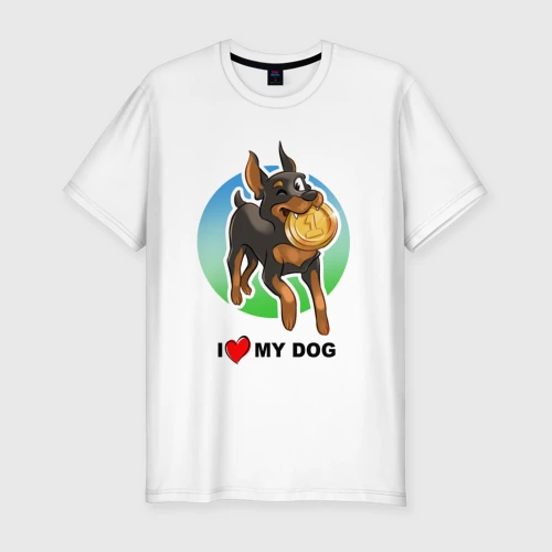 Мужская футболка хлопок Slim I love my dog