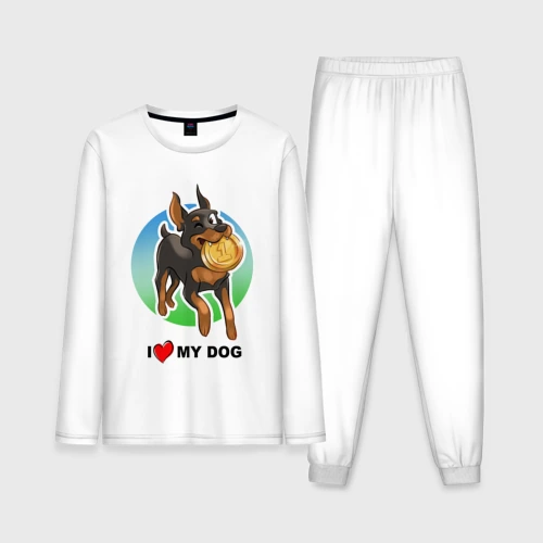 Мужская пижама с лонгсливом хлопок I love my dog