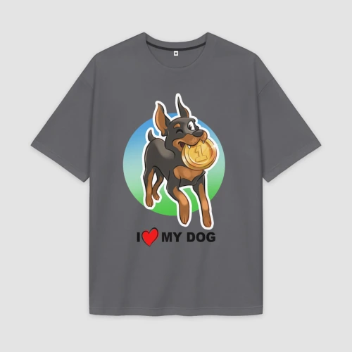 Мужская футболка Oversize хлопок premium I love my dog