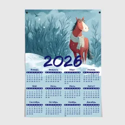 Постер Календарь 2026 год Лошадка зимой
