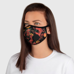 Маска из неопрена Красная лошадь с розами - фото 2