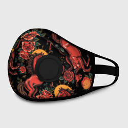 Маска из неопрена Красная лошадь с розами