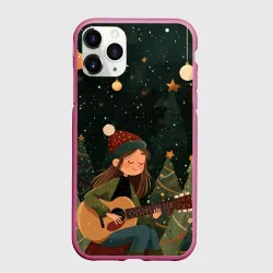 Чехол для iPhone 11 Pro матовый Новогодняя гитаристка