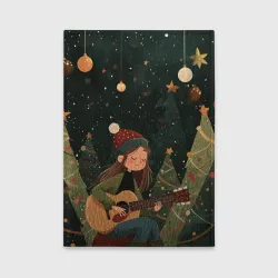 Обложка для автодокументов Новогодняя гитаристка