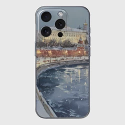 Чехол для iPhone 15 Pro силиконовый с защитой камеры Новогодние праздники в Москве