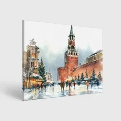 Холст прямоугольный Новогодний Кремль 