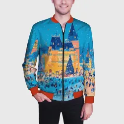 Мужской бомбер 3D Московские новогодние каникулы - фото 2