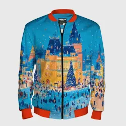 Мужской бомбер 3D Московские новогодние каникулы